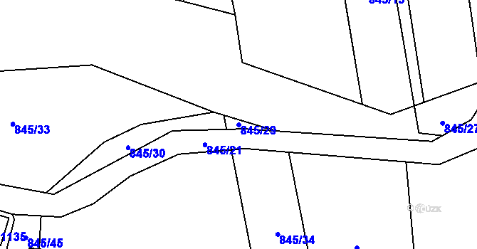 Parcela st. 845/29 v KÚ Francova Lhota, Katastrální mapa