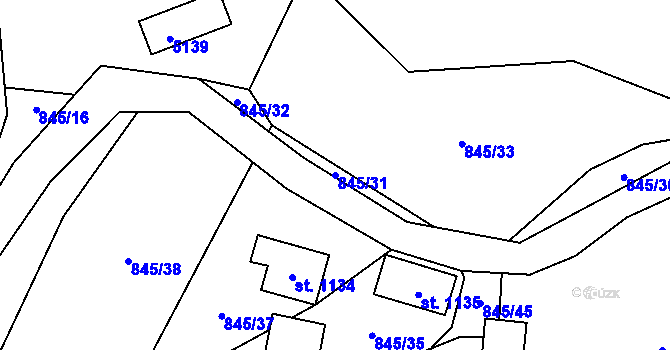 Parcela st. 845/31 v KÚ Francova Lhota, Katastrální mapa