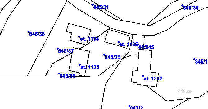 Parcela st. 845/35 v KÚ Francova Lhota, Katastrální mapa