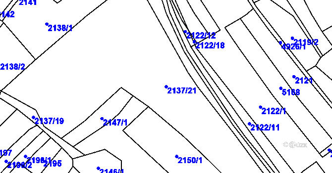 Parcela st. 2137/21 v KÚ Francova Lhota, Katastrální mapa