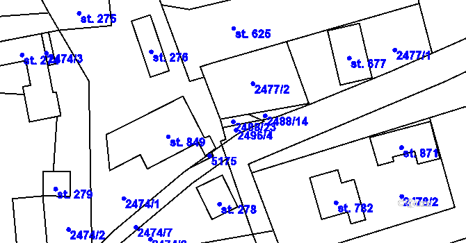 Parcela st. 2488/23 v KÚ Francova Lhota, Katastrální mapa