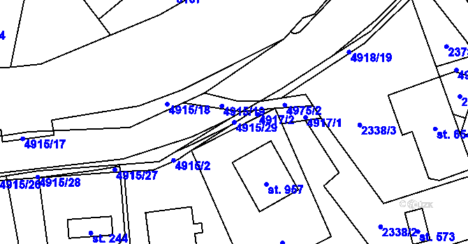 Parcela st. 4915/29 v KÚ Francova Lhota, Katastrální mapa
