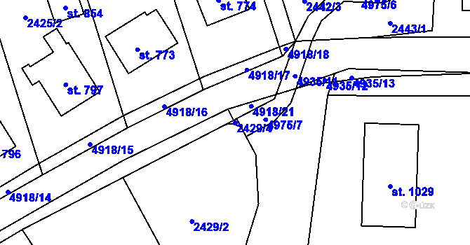 Parcela st. 2429/4 v KÚ Francova Lhota, Katastrální mapa