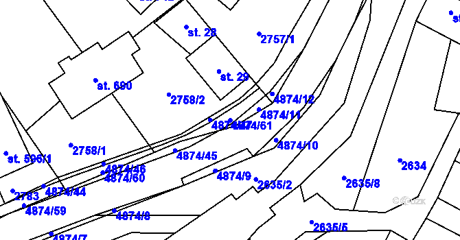 Parcela st. 4874/61 v KÚ Francova Lhota, Katastrální mapa