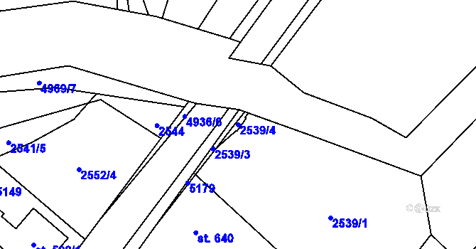 Parcela st. 2539/4 v KÚ Francova Lhota, Katastrální mapa