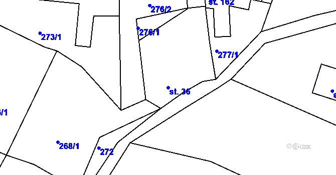Parcela st. 36 v KÚ Františkov nad Ploučnicí, Katastrální mapa