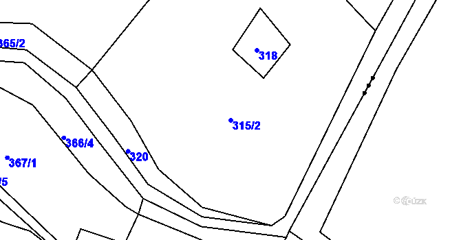 Parcela st. 315/2 v KÚ Oldřichov nad Ploučnicí, Katastrální mapa