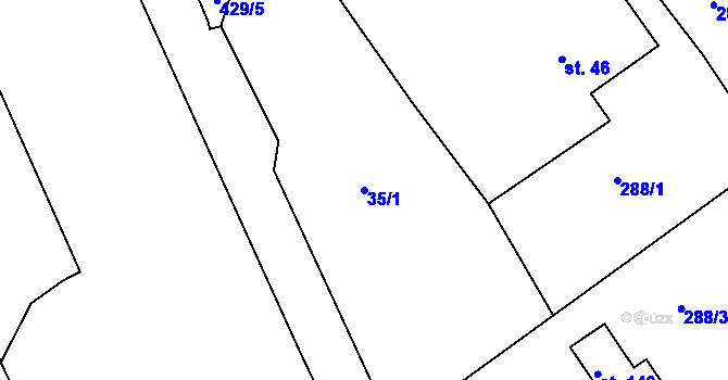 Parcela st. 35/1 v KÚ Oldřichov nad Ploučnicí, Katastrální mapa