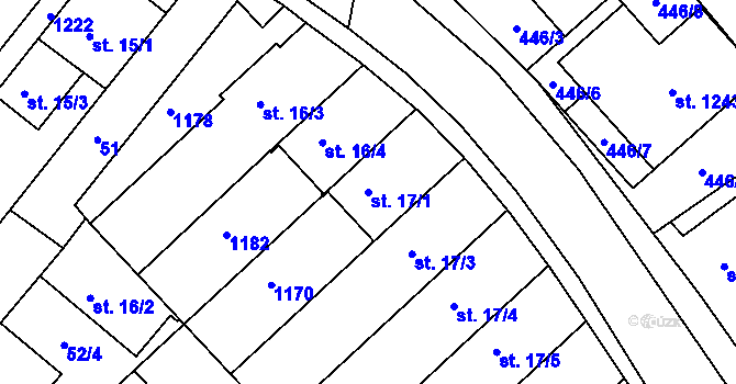 Parcela st. 17/1 v KÚ Františkovy Lázně, Katastrální mapa