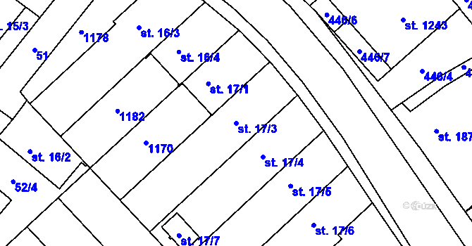 Parcela st. 17/3 v KÚ Františkovy Lázně, Katastrální mapa