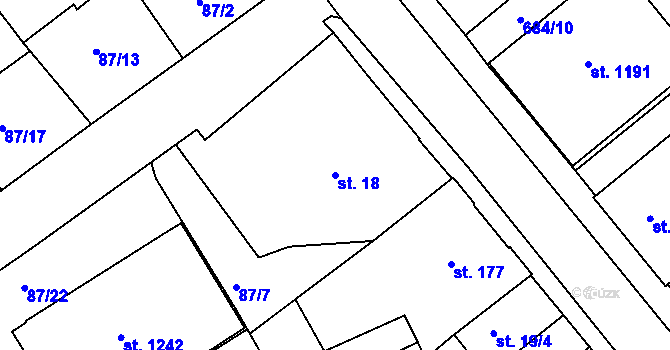 Parcela st. 18 v KÚ Františkovy Lázně, Katastrální mapa