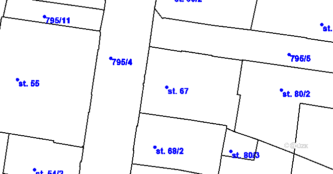 Parcela st. 67 v KÚ Františkovy Lázně, Katastrální mapa
