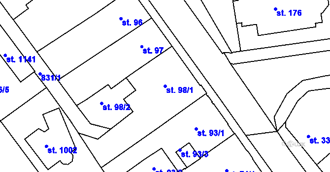 Parcela st. 98/1 v KÚ Františkovy Lázně, Katastrální mapa