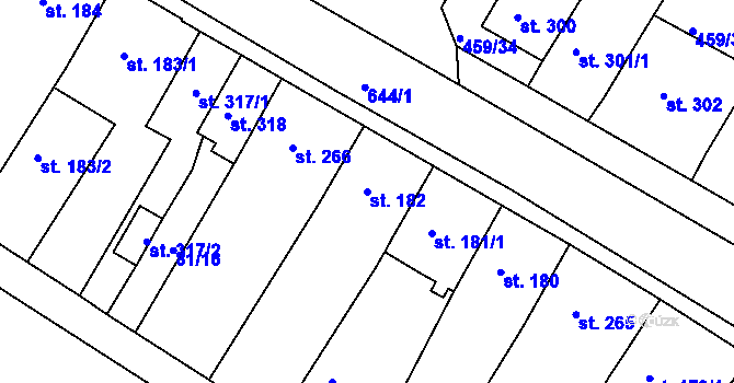 Parcela st. 182 v KÚ Františkovy Lázně, Katastrální mapa