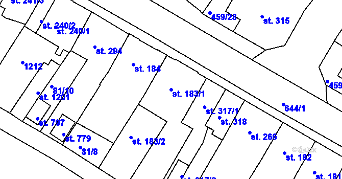 Parcela st. 183/1 v KÚ Františkovy Lázně, Katastrální mapa