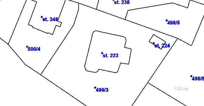 Parcela st. 223 v KÚ Františkovy Lázně, Katastrální mapa
