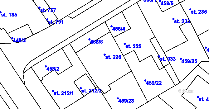 Parcela st. 226 v KÚ Františkovy Lázně, Katastrální mapa