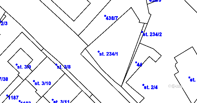 Parcela st. 234/1 v KÚ Františkovy Lázně, Katastrální mapa