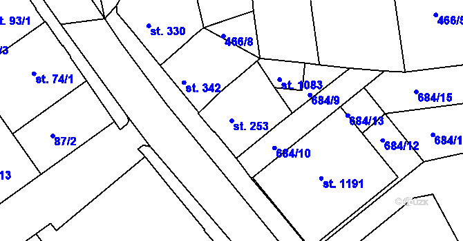 Parcela st. 253 v KÚ Františkovy Lázně, Katastrální mapa