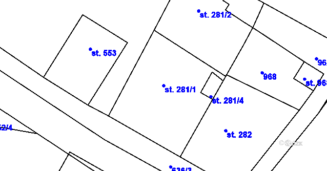 Parcela st. 281/1 v KÚ Františkovy Lázně, Katastrální mapa