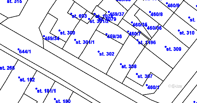 Parcela st. 302 v KÚ Františkovy Lázně, Katastrální mapa