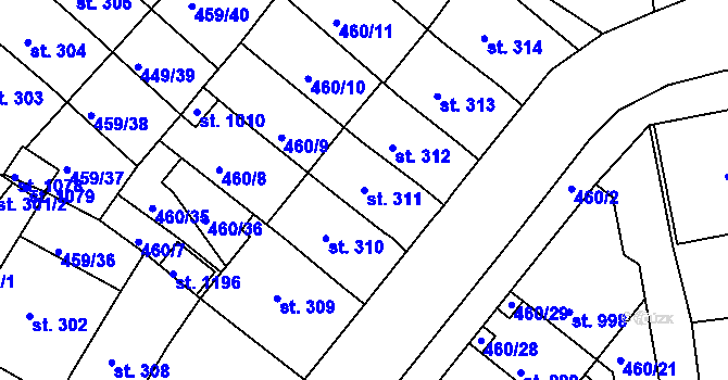 Parcela st. 311 v KÚ Františkovy Lázně, Katastrální mapa