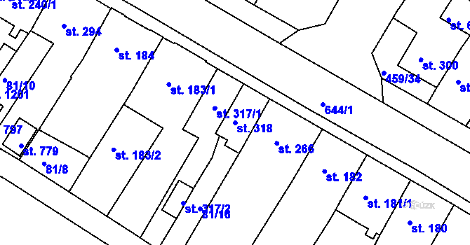 Parcela st. 318 v KÚ Františkovy Lázně, Katastrální mapa