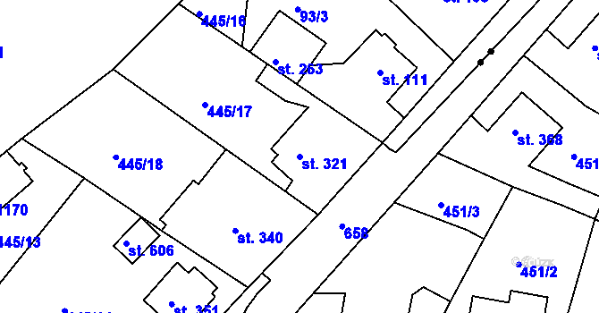 Parcela st. 321 v KÚ Františkovy Lázně, Katastrální mapa
