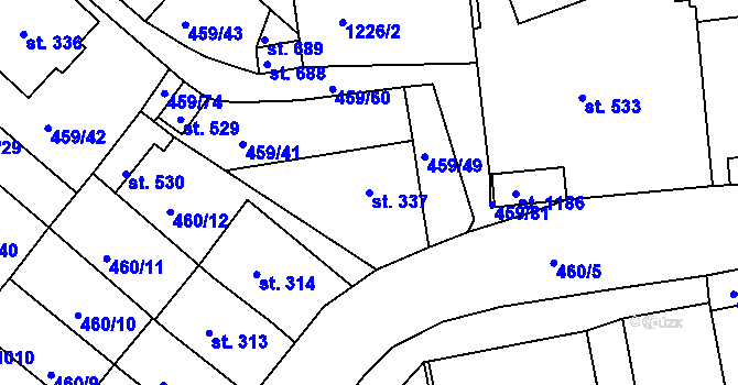 Parcela st. 337 v KÚ Františkovy Lázně, Katastrální mapa