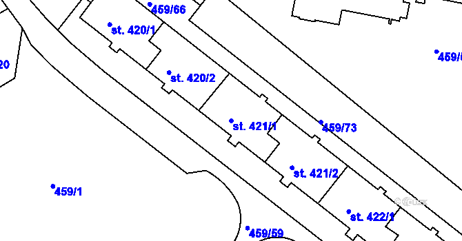 Parcela st. 421/1 v KÚ Františkovy Lázně, Katastrální mapa