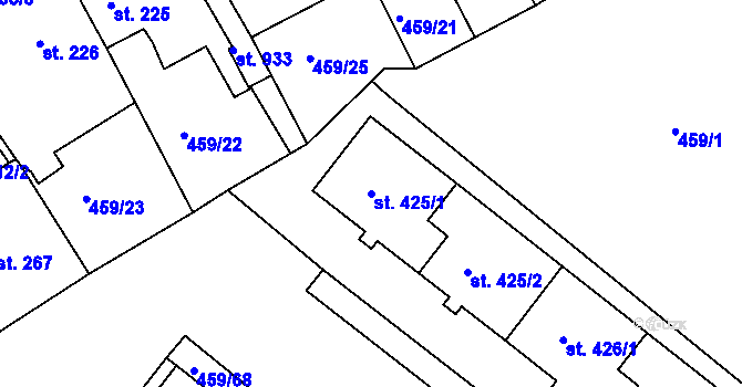 Parcela st. 425/1 v KÚ Františkovy Lázně, Katastrální mapa