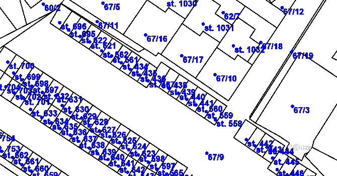 Parcela st. 439 v KÚ Františkovy Lázně, Katastrální mapa