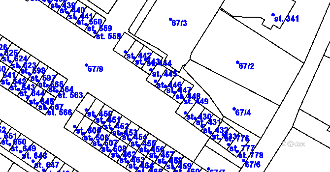 Parcela st. 447 v KÚ Františkovy Lázně, Katastrální mapa