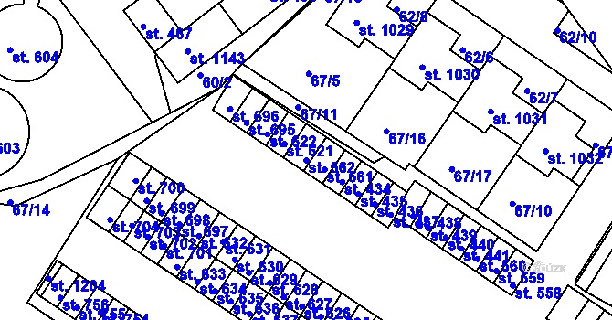 Parcela st. 562 v KÚ Františkovy Lázně, Katastrální mapa