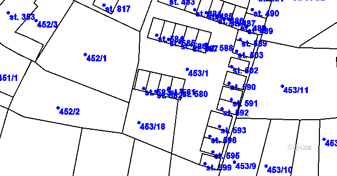 Parcela st. 581 v KÚ Františkovy Lázně, Katastrální mapa