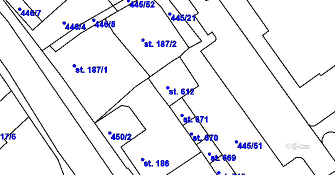 Parcela st. 612 v KÚ Františkovy Lázně, Katastrální mapa
