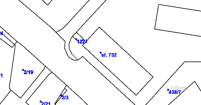 Parcela st. 732 v KÚ Františkovy Lázně, Katastrální mapa