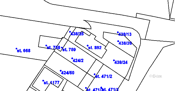 Parcela st. 892 v KÚ Františkovy Lázně, Katastrální mapa