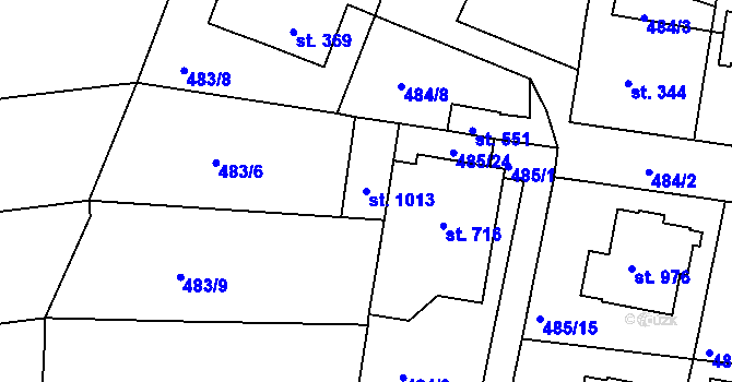 Parcela st. 1013 v KÚ Františkovy Lázně, Katastrální mapa