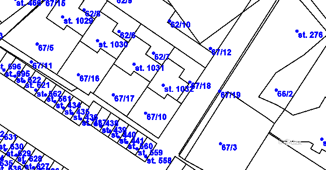 Parcela st. 1032 v KÚ Františkovy Lázně, Katastrální mapa