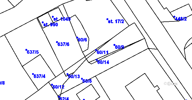 Parcela st. 60/11 v KÚ Františkovy Lázně, Katastrální mapa