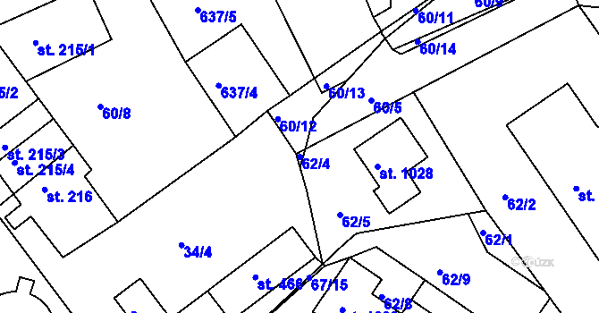 Parcela st. 62/4 v KÚ Františkovy Lázně, Katastrální mapa