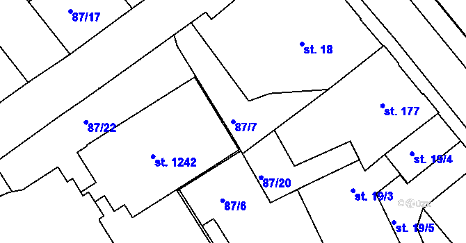 Parcela st. 87/7 v KÚ Františkovy Lázně, Katastrální mapa