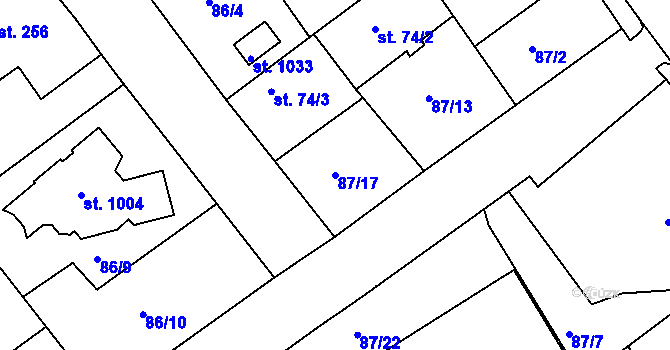 Parcela st. 87/17 v KÚ Františkovy Lázně, Katastrální mapa