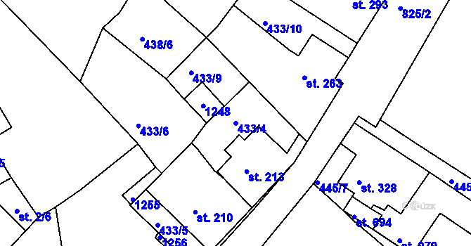 Parcela st. 433/4 v KÚ Františkovy Lázně, Katastrální mapa