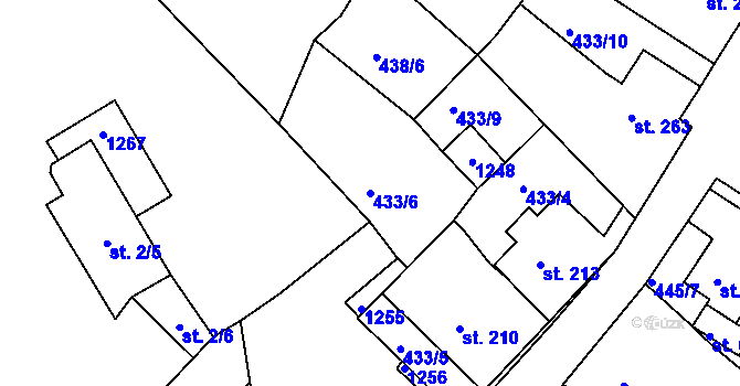 Parcela st. 433/6 v KÚ Františkovy Lázně, Katastrální mapa