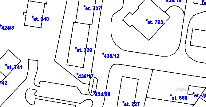 Parcela st. 438/12 v KÚ Františkovy Lázně, Katastrální mapa