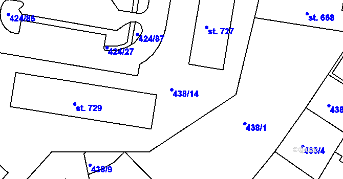 Parcela st. 438/14 v KÚ Františkovy Lázně, Katastrální mapa