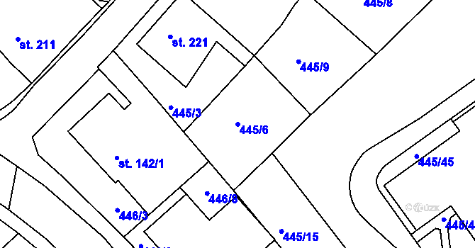 Parcela st. 445/6 v KÚ Františkovy Lázně, Katastrální mapa