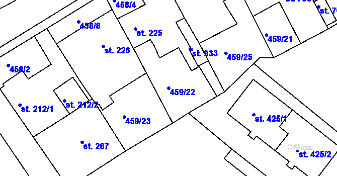 Parcela st. 459/22 v KÚ Františkovy Lázně, Katastrální mapa